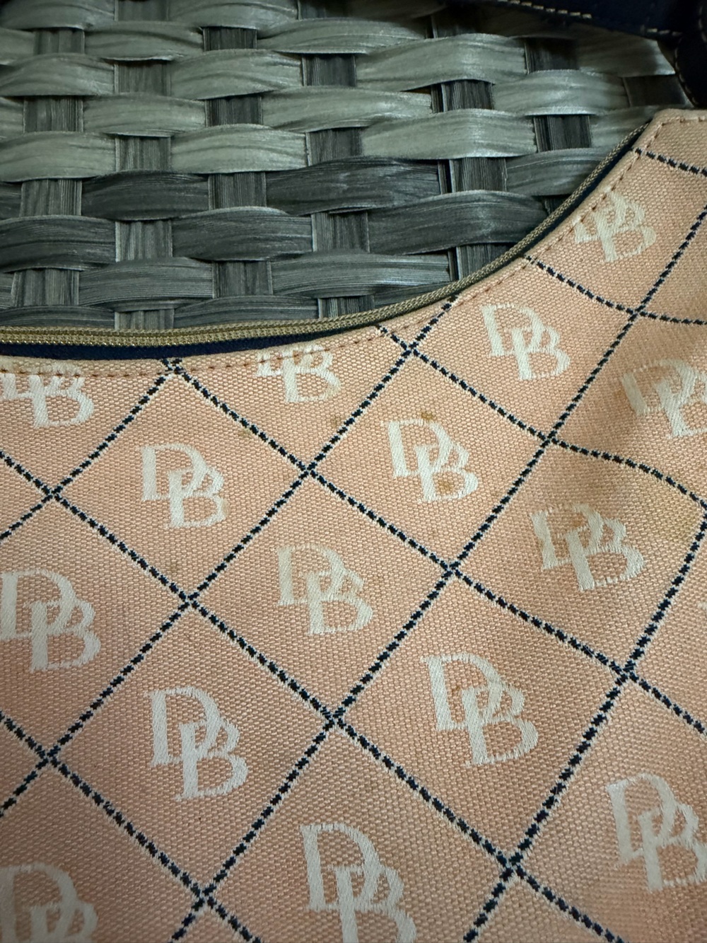 Dooney & Bourke Peach and Navy Monogram Shoulder Bag - Picture 15 of 16